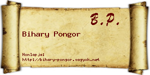 Bihary Pongor névjegykártya